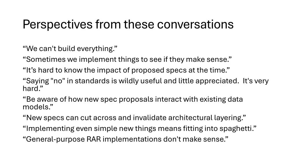 perspectives from these conversations