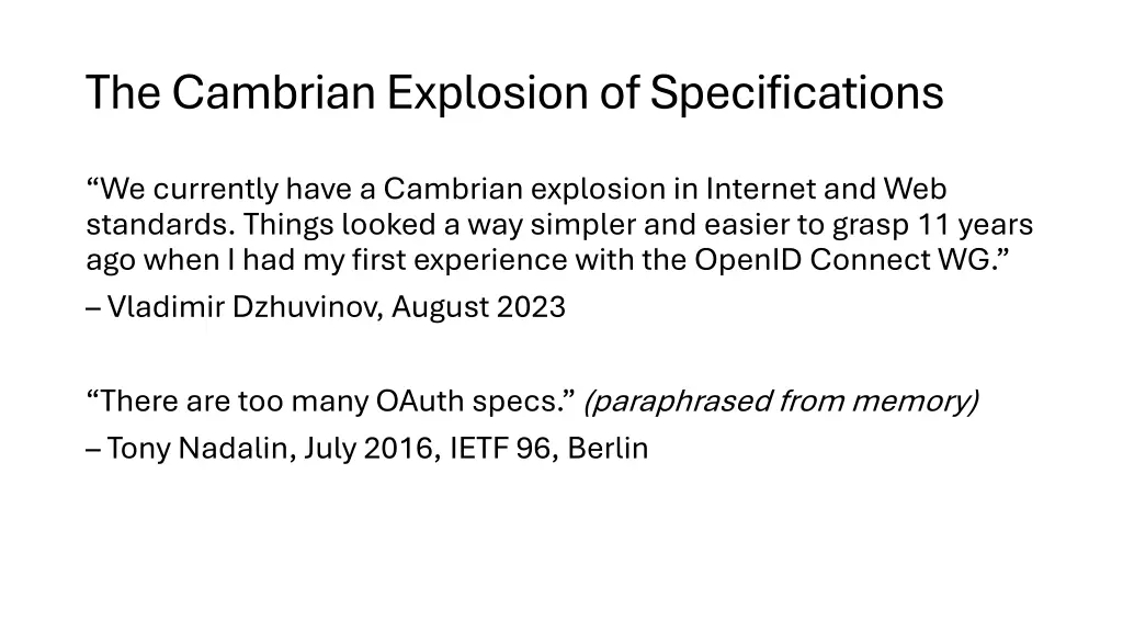 the cambrian explosion of specifications