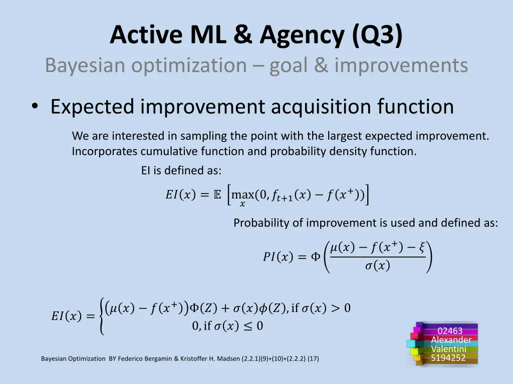 active ml agency q3 bayesian optimization goal 1