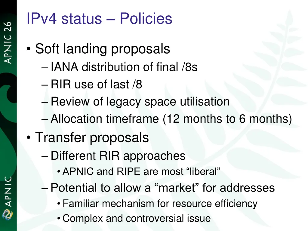 ipv4 status policies