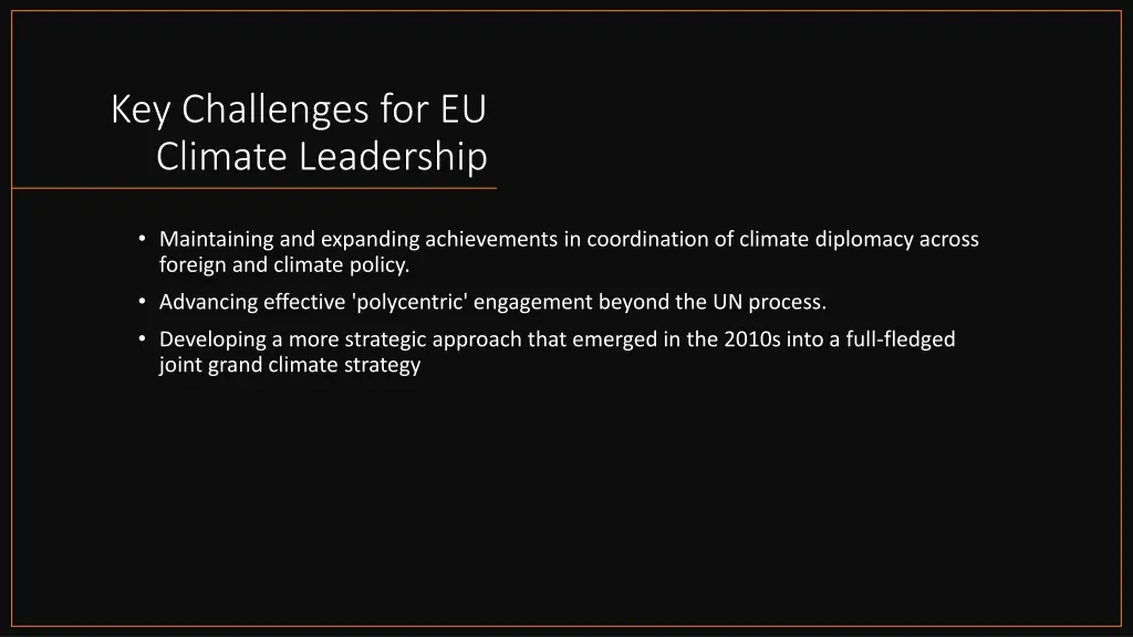 key challenges for eu climate leadership