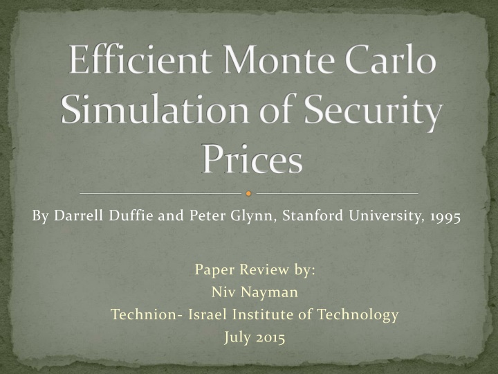 efficient monte carlo simulation of security