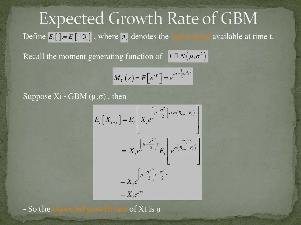 expected growth rate of gbm