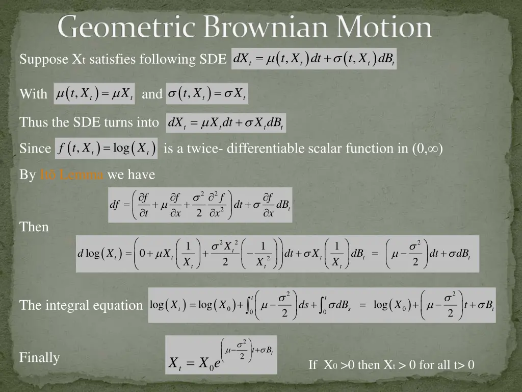 geometric brownian motion dx
