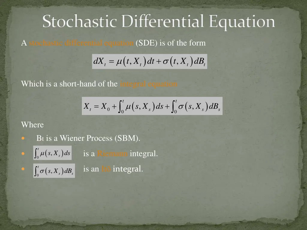 stochastic differential equation
