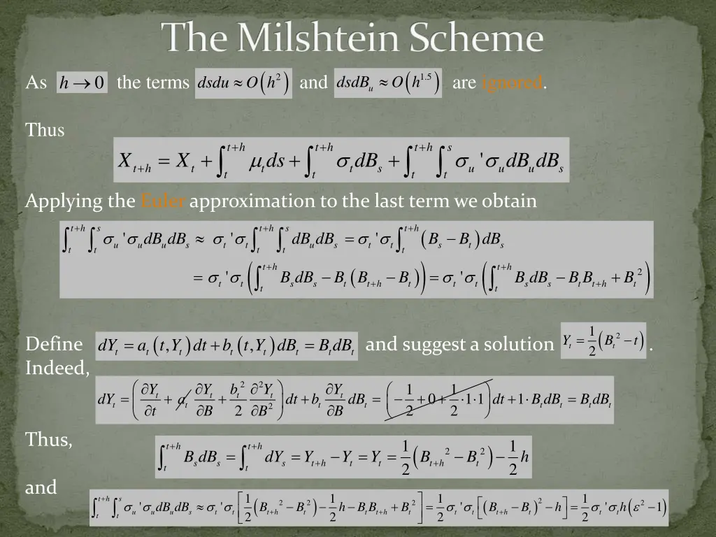 the milshtein scheme