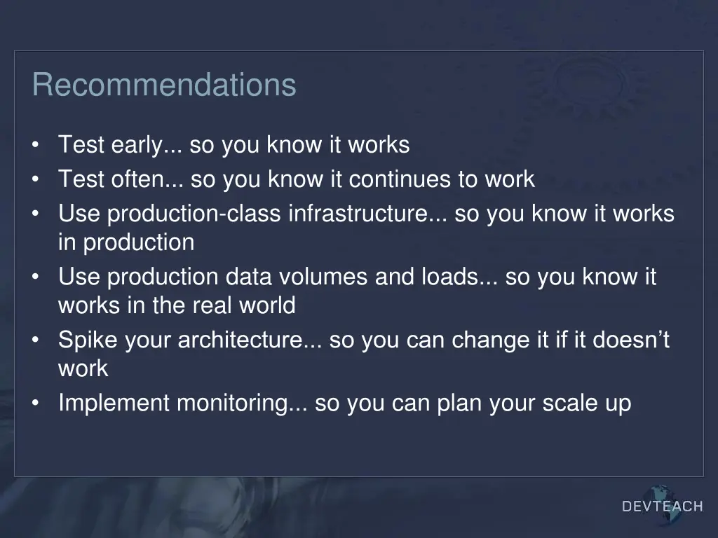 recommendations
