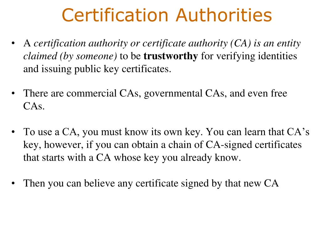 certification authorities