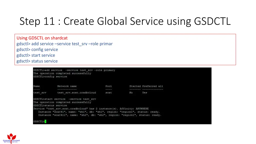step 11 create global service using gsdctl