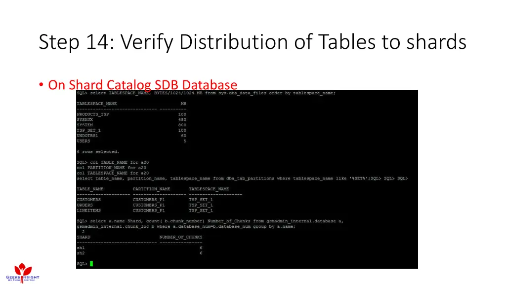 step 14 verify distribution of tables to shards