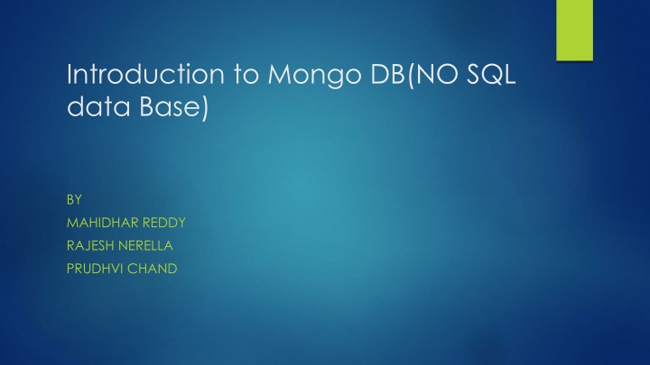 introduction to mongo db no sql data base