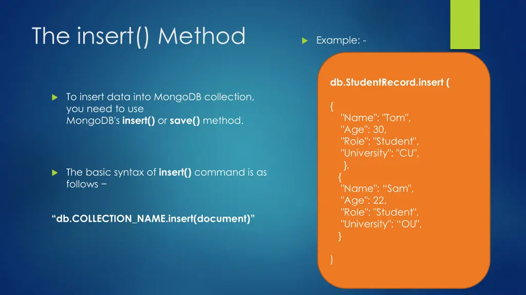 the insert method
