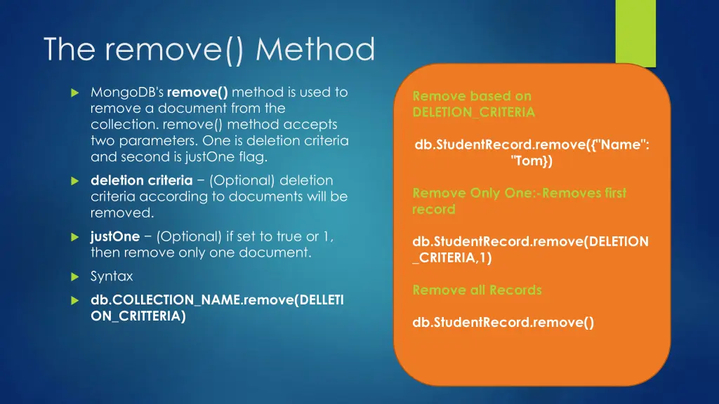 the remove method