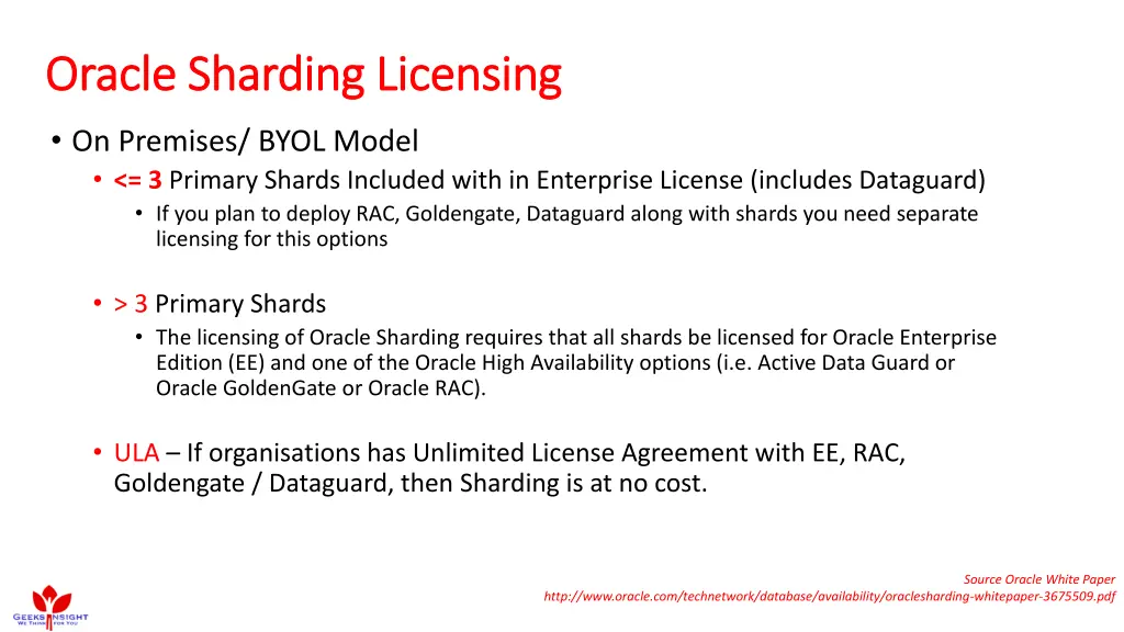oracle oracle sharding sharding licensing