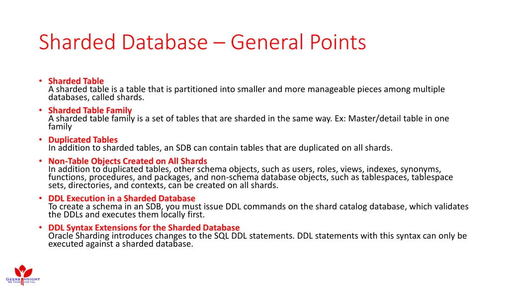 sharded database general points