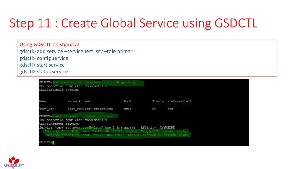 step 11 create global service using gsdctl