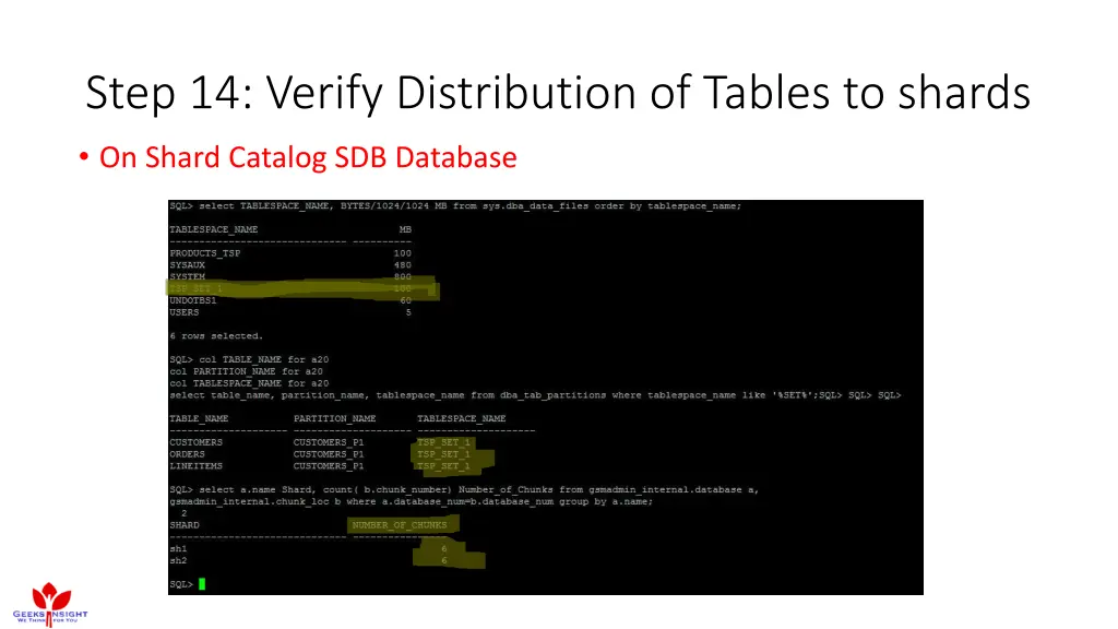 step 14 verify distribution of tables to shards