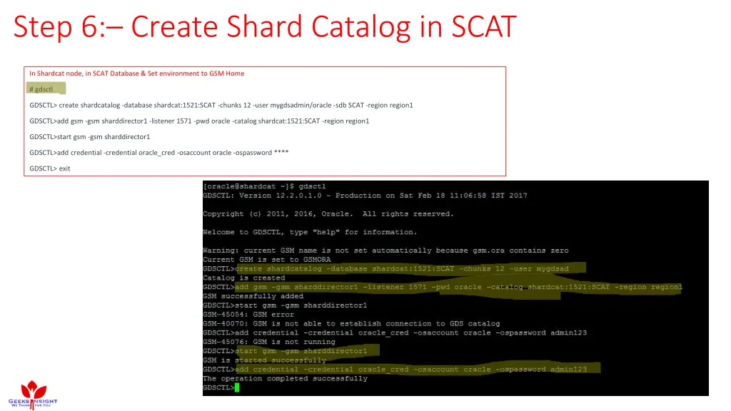 step 6 create shard catalog in scat in shardcat