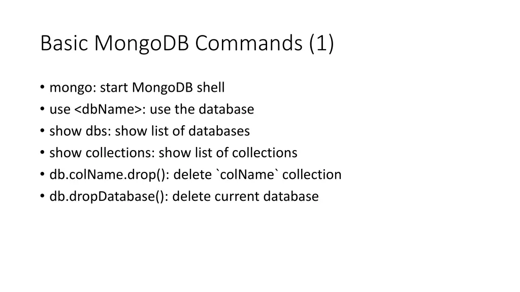 basic mongodb commands 1