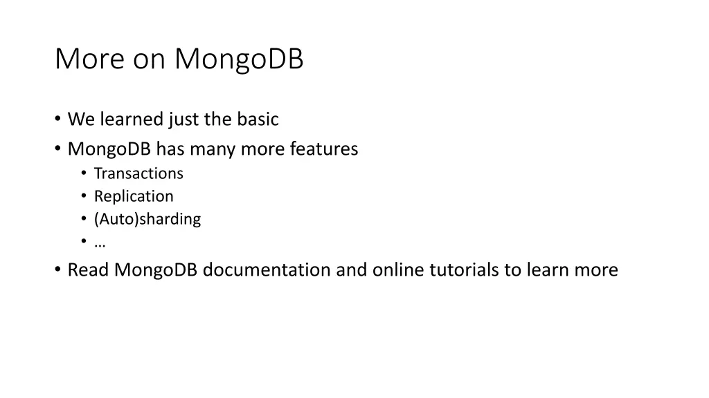 more on mongodb