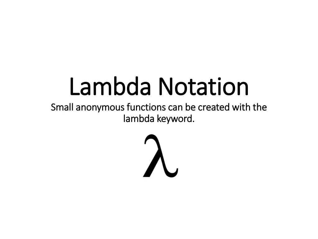 lambda lambda notation notation small anonymous