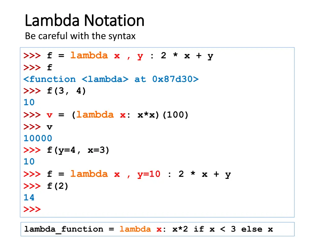 lambda notation lambda notation be careful with
