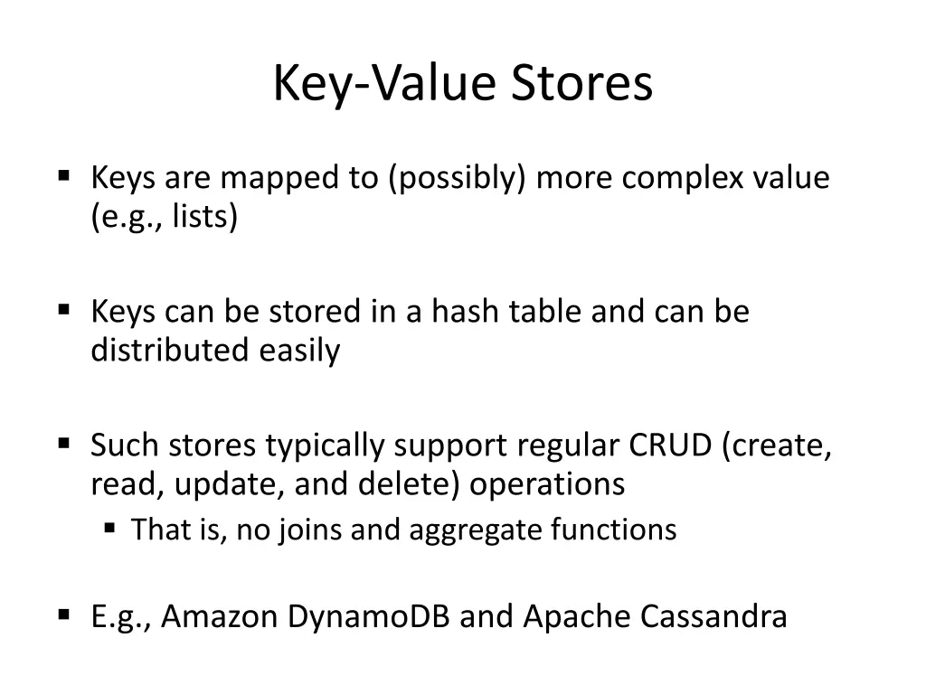 key value stores