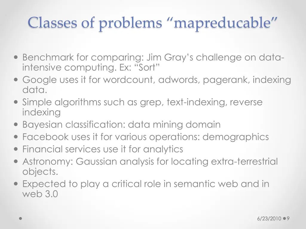 classes of problems mapreducable