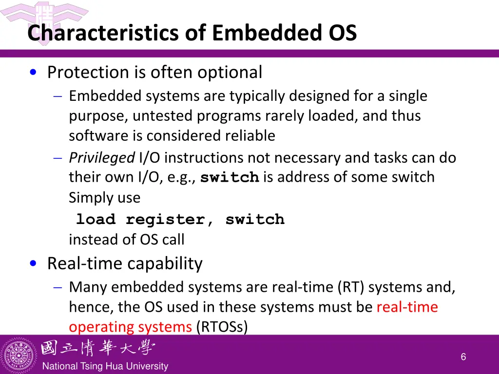characteristics of embedded os 1