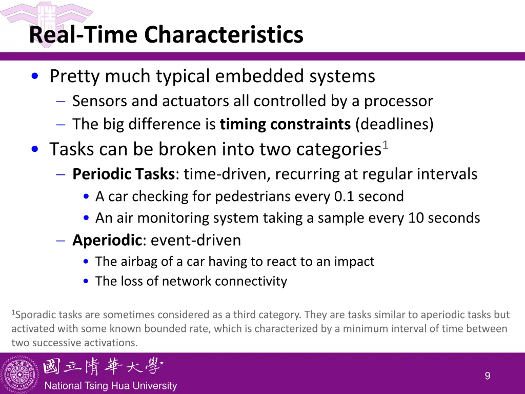 real time characteristics