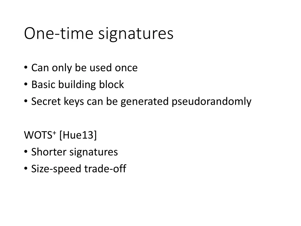 one time signatures