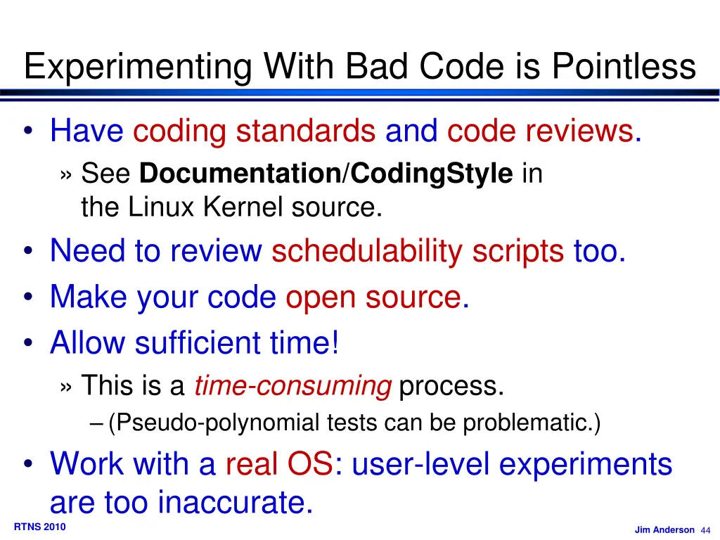 experimenting with bad code is pointless