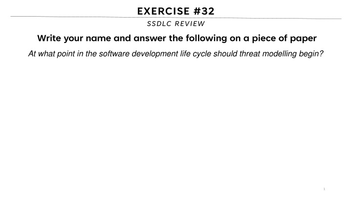 exercise 32 ssdlc review