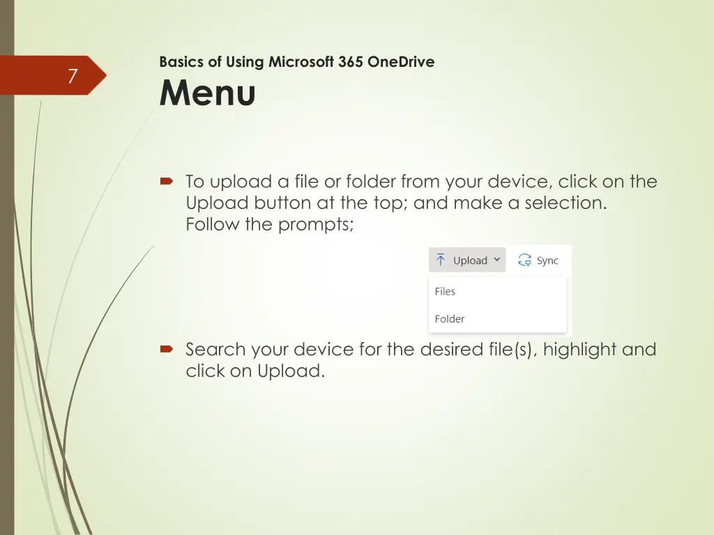 basics of using microsoft 365 onedrive menu 1