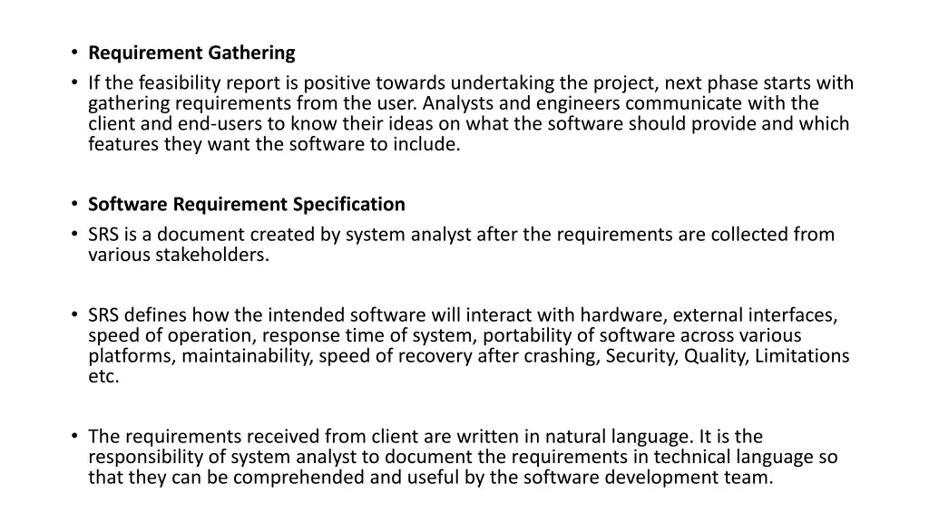 requirement gathering if the feasibility report