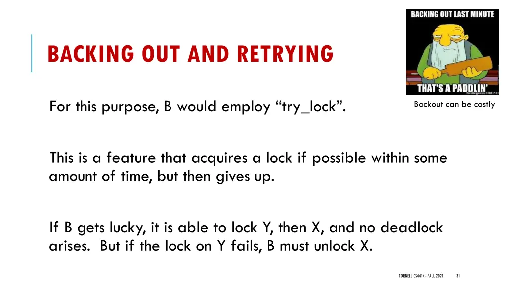 backing out and retrying