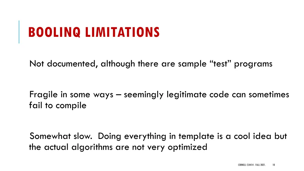 boolinq limitations
