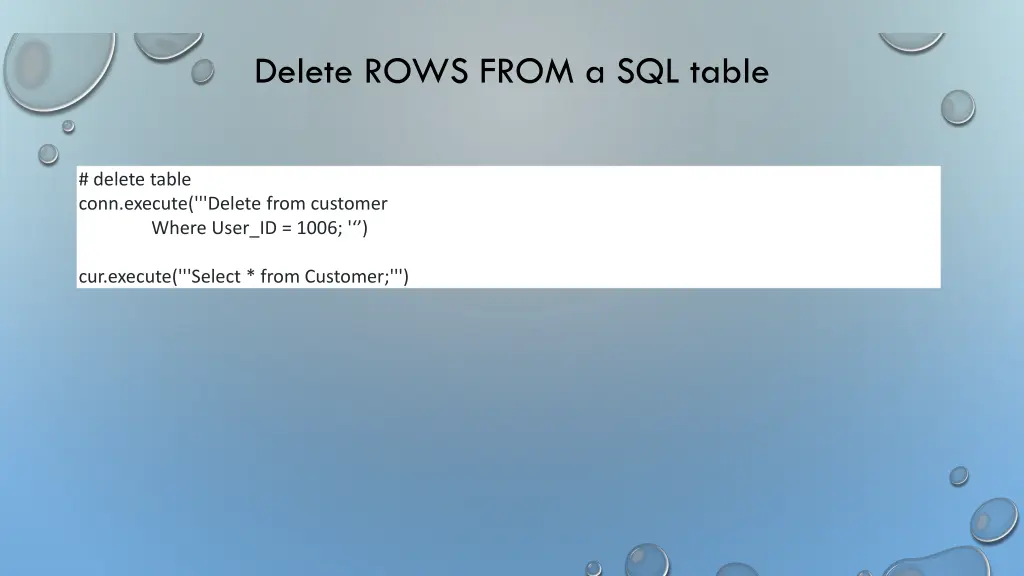 delete rows from a sql table 1