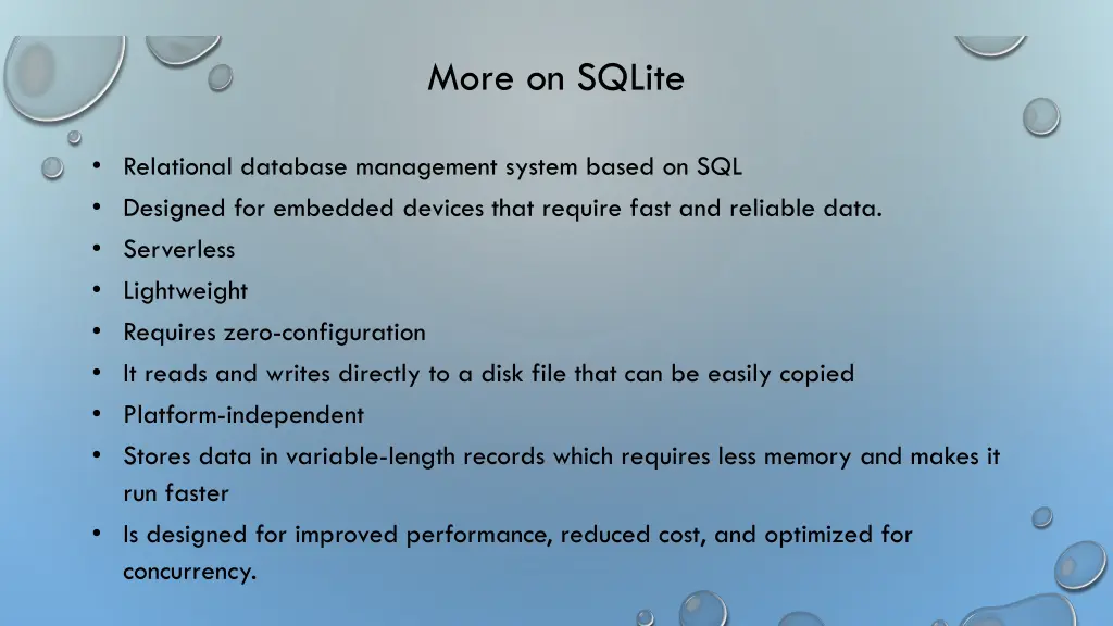 more on sqlite