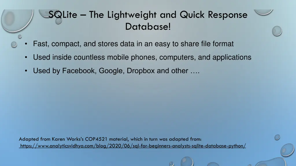 sqlite the lightweight and quick response database