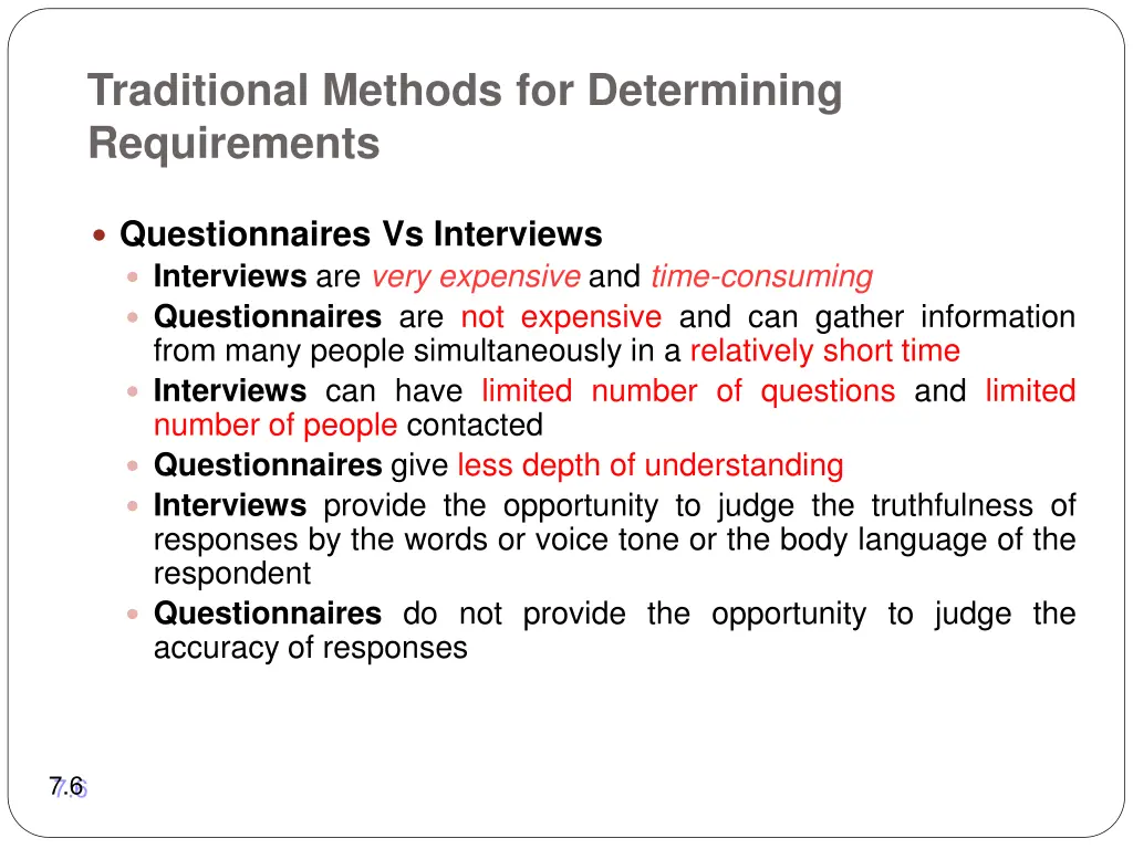 traditional methods for determining requirements 1