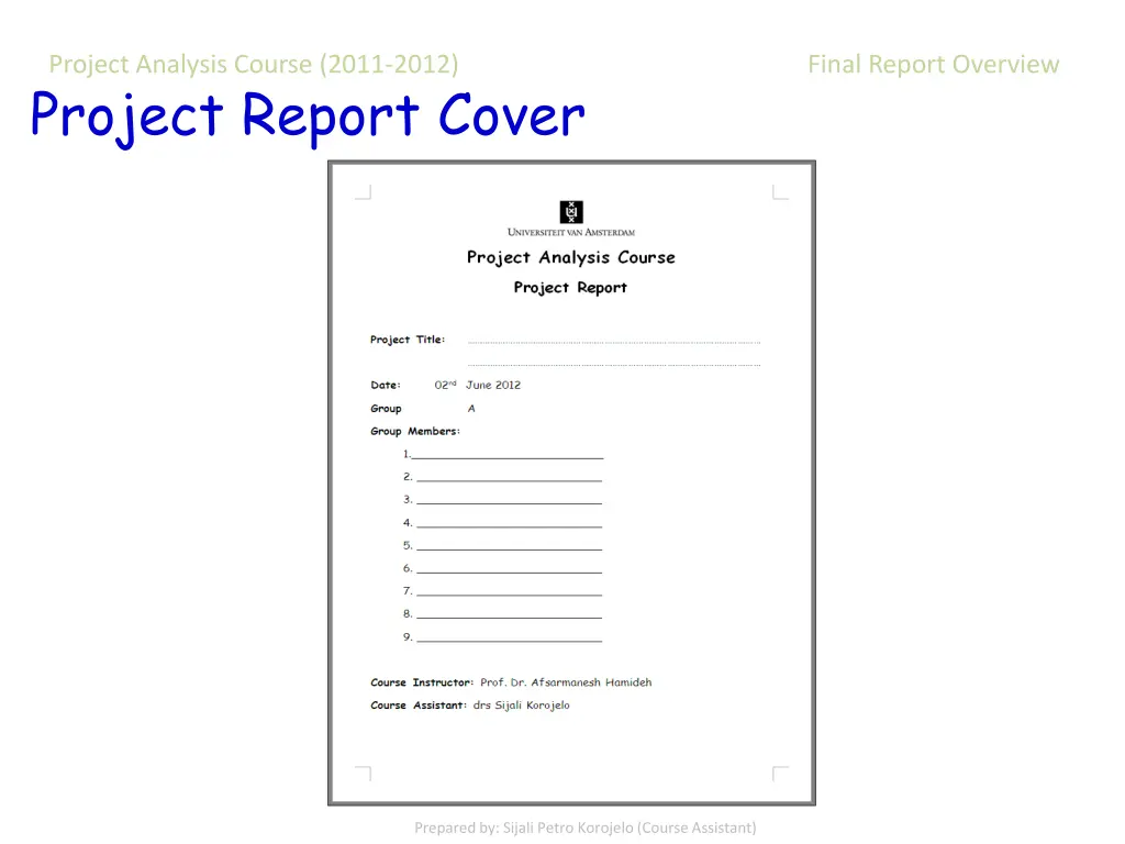project analysis course 2011 2012 final report 1