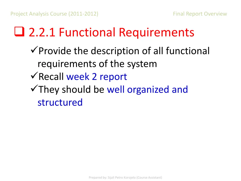 project analysis course 2011 2012 final report 11