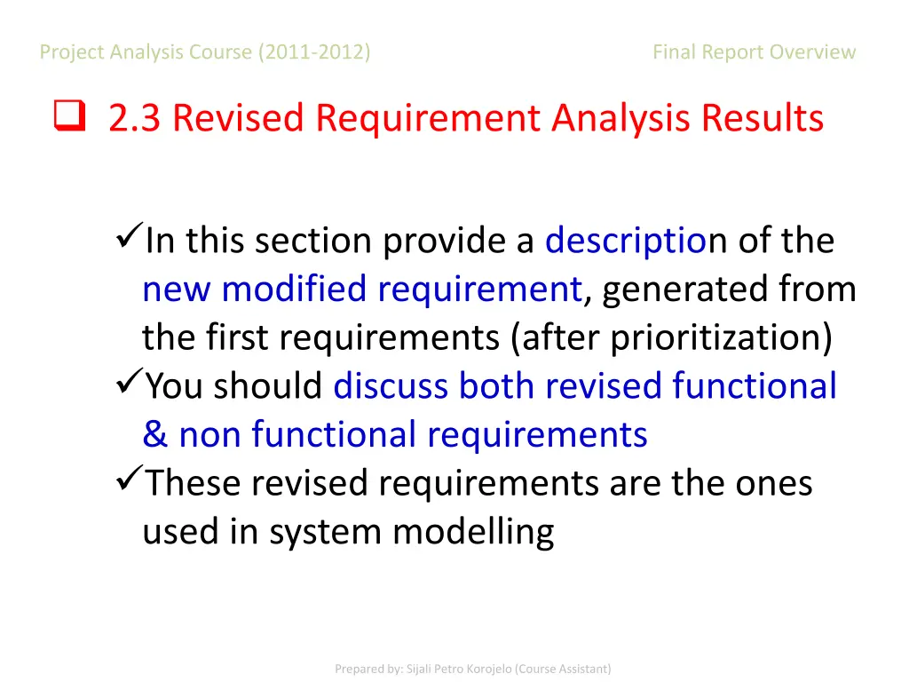 project analysis course 2011 2012 final report 13