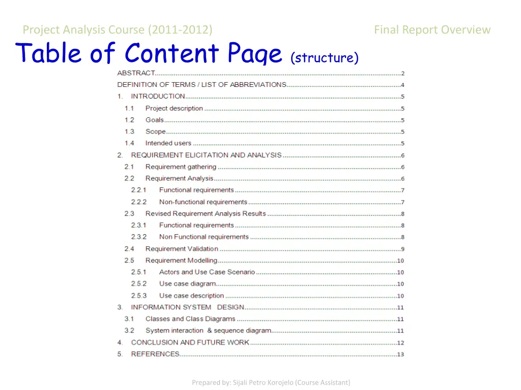 project analysis course 2011 2012 final report 2