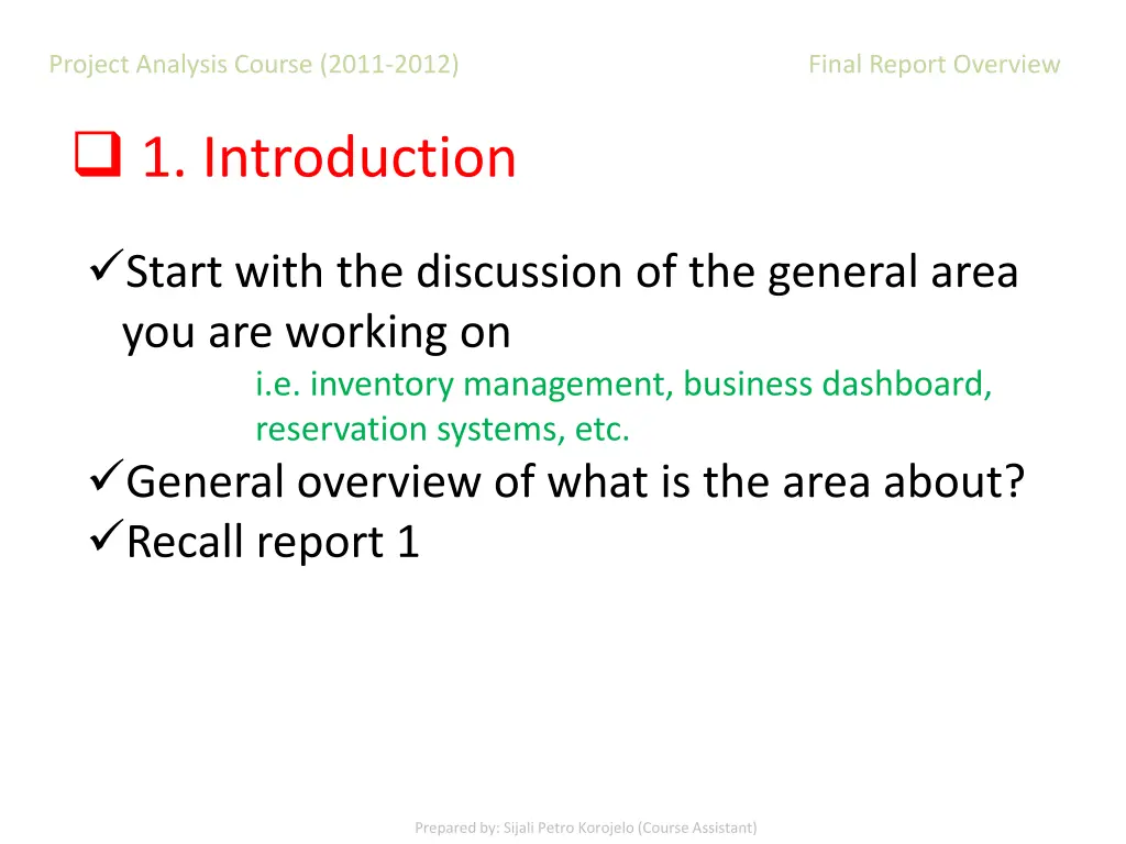 project analysis course 2011 2012 final report 3