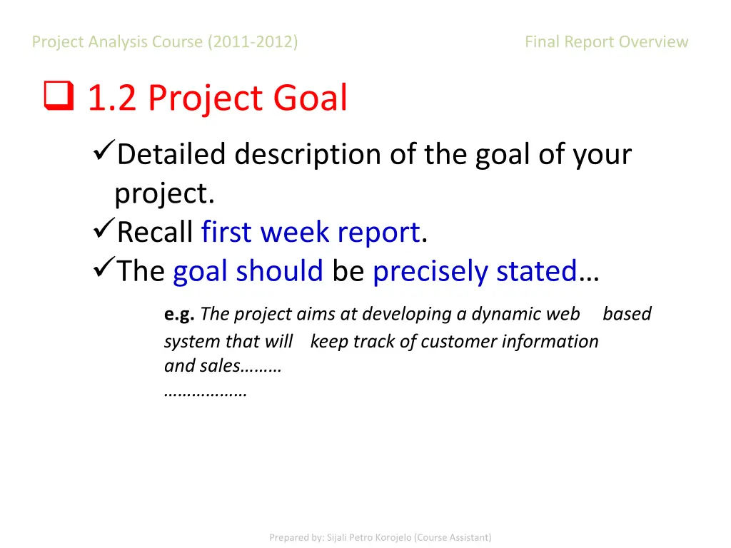project analysis course 2011 2012 final report 5