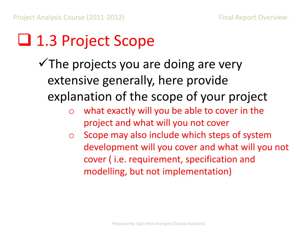 project analysis course 2011 2012 final report 6