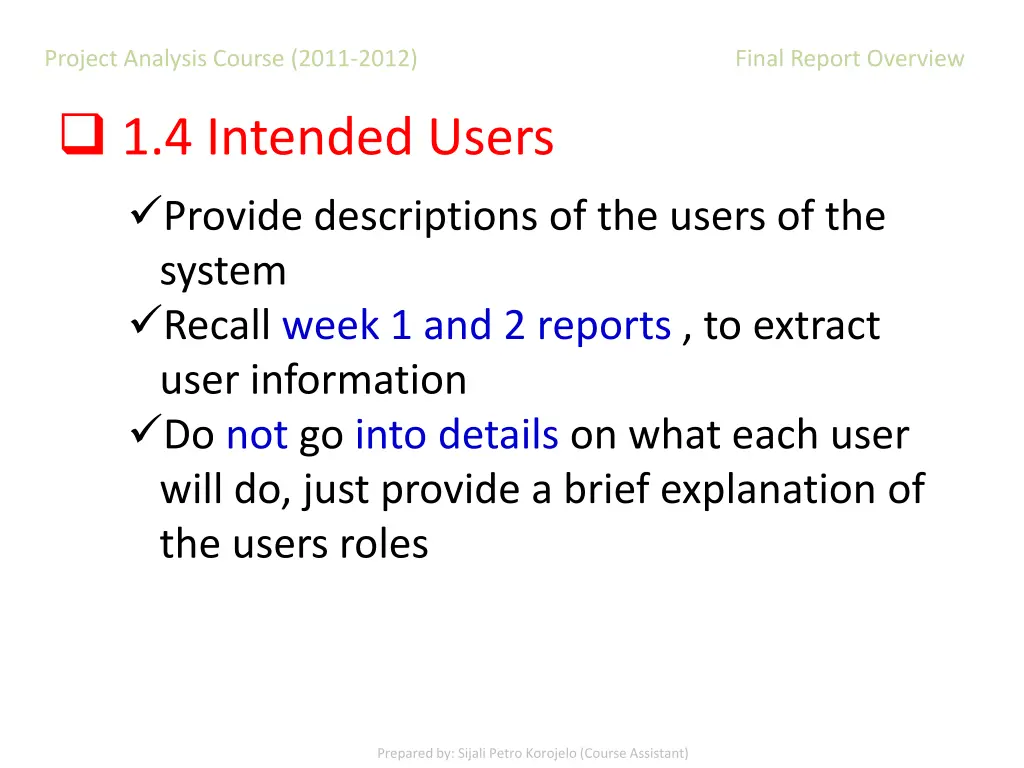 project analysis course 2011 2012 final report 7
