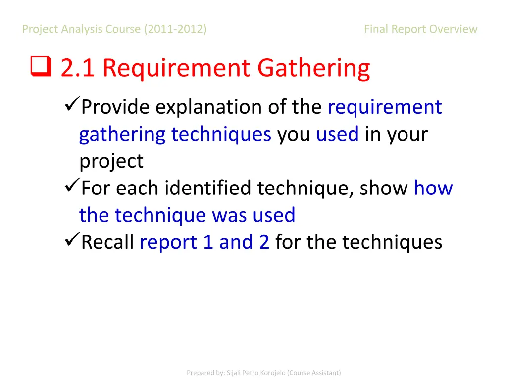 project analysis course 2011 2012 final report 9